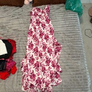 Floral Maxi Dress in Pink and White